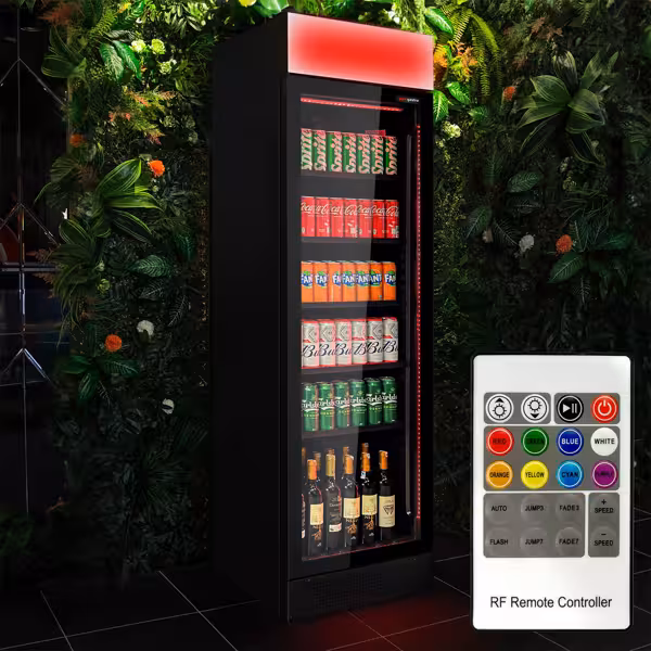 Drankenkoelkast - 595mm - 345L - 1 glasdeur & LED-interieurverlichting - zwart