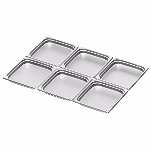(6 pz) Bacinella GN in acciaio inox GN 2/3 - Altezza: 40mm