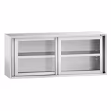 Edelstahl Wandhängeschrank - 2000x400mm - mit Glasschiebetür - 800mm hoch