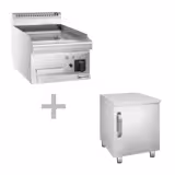 Plancha de asar eléctrica - con revestimiento de cromo duro - 4,5 kW - lisa - incl. base con 1 puerta
