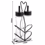 (12 pcs) Cruet Set - 2-piece - Stainless steel stand - Glass - with removable lids - oil & vinegar - Height: 200mm