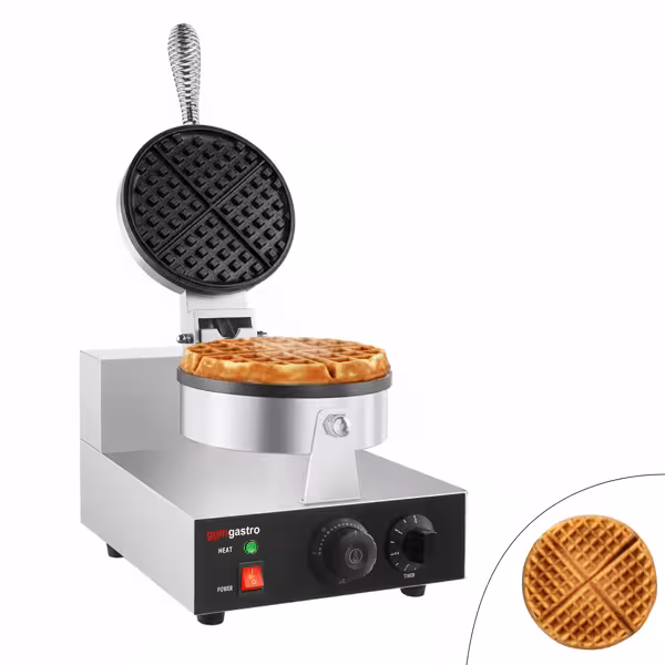 Gaufrier professionnel - rond - Ø 180mm - simple - ouverture 90° - commande manuelle - 1,3kW