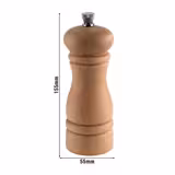 (6 stuks) Pepermolen - ETERNAL - RVS en beukenhout - met instelbare maalgraad - Hoogte: 155mm - Beige