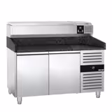 Table réfrigérée à pizza PREMIUM - 1500x800 mm - avec 2 portes - incl. vitrine réfrigérée - 7x GN 1/4
