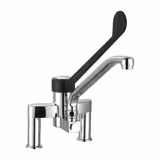 Duobloc mengkraan - tweegats - met zwenkuitloop, eenhendelbediening & snelmontage - aansluitmaat 3/4" & h.o.h.150mm