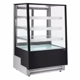 Commercial cake display fridge - 508L - 900mm - Double glazing - square - with 4 shelves - rear sliding doors - Black