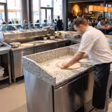 Commercial Pizza Prep Counter - Granite Top PREMIUM - 935x700mm - with 2 doors