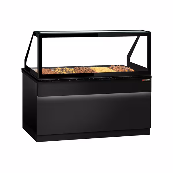 Vetrina calda TORONTO - 1800mm - frontale nero - per 5x GN 1/1 - piano di lavoro in granito nero