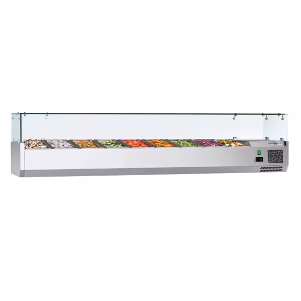 Gekoelde opzetvitrine ECO - 1800x335mm - 8x GN 1/4 - met glasopbouw