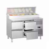 Comptoir de préparation réfrigéré ECO - 1360x700mm - avec 4 Tiroirs - À capot inox 7x GN 1/3