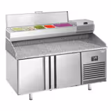 Table réfrigérée à pizza Premium PLUS - 1490 x 700 mm - avec 2 portes - incl. vitrine réfrigérée de présentation - 6x GN 1/4