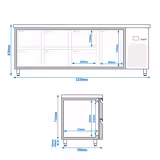 Tavolo refrigerato PREMIUM - 2330x700mm - Ventilata - 632 L - con 6 cassetti