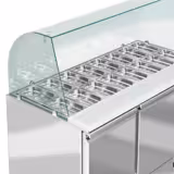Saladette réfrigérée ECO - 1368mm - 368L - 3 portes - avec vitrine de comptoir pour 4x GN 1/1