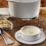 (24 pieces) Pera White Soup Cup Saucer – Ø170 mm - Porcelain - White - Dishwasher Safe