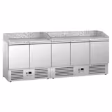 Banco pizza refrigerato PREMIUM - 2300x700mm - con 5 porte - piano in granito