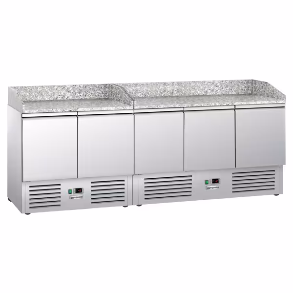 Pizzawerkbank PREMIUM - 2300x700mm - met granieten werkblad - met 5 deuren