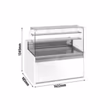 Commercial Serve Over Counter Cake Display Fridge 1620mm – LED lighting – 2 shelves – +4 to +8 °C – square front glass