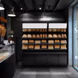 Commercial bread display rack MADRID - 1200 mm - with 3 shelves - matt black