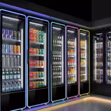 Commercial Beverage Display Fridge – 560 Litres – Frameless Design – Single Glass Door with Coloured LED Lighting