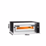 Elektrische pizzaoven (chamotte bakvloer) - 990x895x380mm - 1 kamer - 1x4 pizza’s Ø35cm - tot 400°C - Digitaal - Stapelbaar