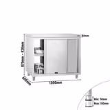 Inox (AISI 304) Radni stol zatvoreni PREMIUM - 1000 x 600 x 870 mm - s dvostranim kliznim vratima