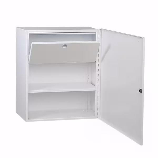 MEDICUS | First Aid Cabinet - empty - powder-coated steel - White - with lockable medicines compartment, with 2 keys
