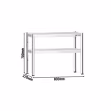 Étagère supérieure en inox – 2 niveaux – 800 × 370 mm – hauteur réglable