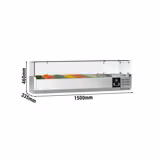 Gekoelde opzetvitrine PREMIUM - 1500x335mm - 7x GN 1/4 - met glasopbouw