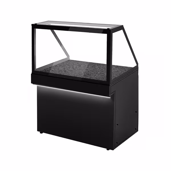 Vitrina calda TORONTO - 1300mm - față neagră - iluminare cu LED - placă încălzită