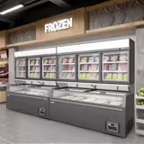 Supermarkt-Wandvrieskast - 2100mm - 346 liter - van -22 tot -18 °C - met 3 (dubbelglas) glazen draaideuren & 6 schappen - grijs