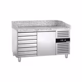 Commercial Pizza Prep Counter - Granite Top ECO - 1500x800mm - with 1 doors & 7 drawers