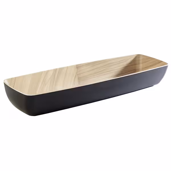 (6 pcs) Bac GN 2/4 - FRIDA - Mélamine - 3,65L - rectangulaire - 530x162mm - Profondeur : 75mm - Noir/Beige