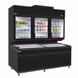Supermarkt-Wandkoel-/vriesmeubel - 2100mm - 1014 liter - van -23 tot -18 °C of -6 tot 6 °C - 6 schappen - incl. diepvrieseiland - zwart