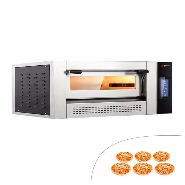 Gas pizzaoven (chamotte bakvloer) - 1400x950x520mm - 1 kamer - 1x6 pizza’s Ø30cm - tot 400°C - Touch