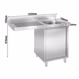 Chiuveta pentru masina de vase 1,2m - 1 cuvă în partea dreaptă L 40 x B 50 x T 25 cm