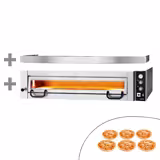 Cuptor pizza electric (vatră din șamotă) - 1462x1010x400 mm - 6 x Ø 34 cm - până la 450 °C - Control manual (analogic) - incl. Hotă