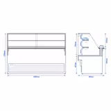 Koelvitrine TORONTO - 2000x880mm - dubbele beglazing - 2 planken - granieten werkblad - zwart met houtfront