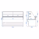 Comptoir réfrigéré TORONTO – 2000 mm – double vitrage – façade en bois – 2 étagères – plan de travail en granit Noir