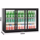 Banco Frigo Bar - 1330mm - 320 litri - con 3 porte scorrevoli in vetro - Nero