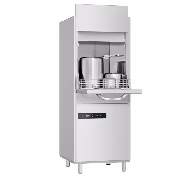 Máquina de lavar tachos industrial de parede dupla - Eletrónico - 12,20kW - com doseadores de detergente e abrilhantador