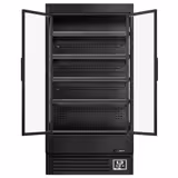 Murale Refrigerato Professionale - 1002mm - 440l - +1°/+5°C - con 2 porte a battente in vetrocamera & 4 ripiani - Nero