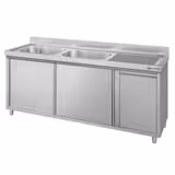 Meuble évier ECO - 1800 x 700 mm - avec poubelle & 2 bacs à gauche