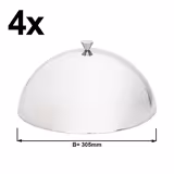 (4 pcs) Cloche de présentation - Ø305mm - Acier inoxydable - poli
