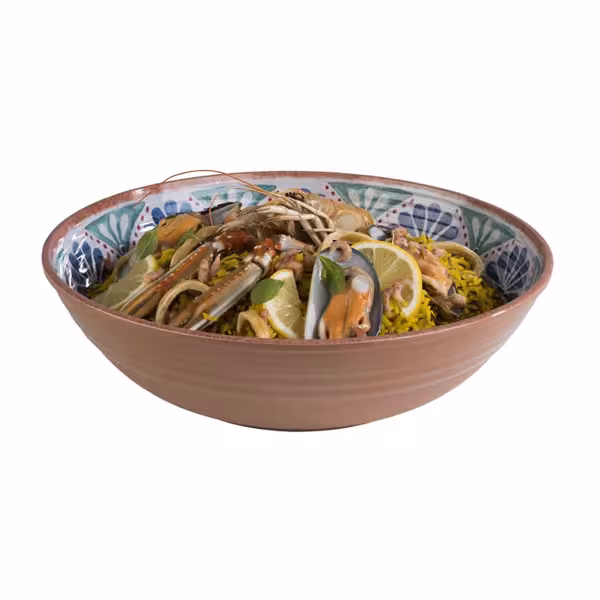 (6 uds) Bol cuadrado - ARABESQUE - Melamina - 3L - 310x310mm - Profundidad: 90mm - Terracota/Azul