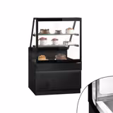 Serve Over Counter TORONTO - 1000mm - double glazing - black front - with 2 shelves - granite worktop