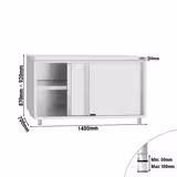 Commercial Stainless Steel Work Cabinet ECO – Sliding Doors – 1400×700 mm – 400 kg