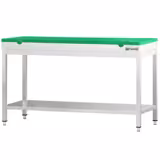 Mesa de trabalho em aço inoxidável PREMIUM - 1600x700mm - com prateleira inferior & com travessas de reforço - incl. Tábua de corte Verde