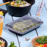 (300 pieces) Reusable bowl - polypropylene - 450ml - rectangular - black