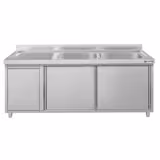 Commercial Sink Cabinet ECO - 2000x700mm - with waste bin & 2 bowls centre