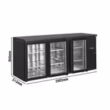Barkoeledag ECO - Backbar - 2002x513mm - 386l - met 3 glazen draaideuren - Zwart